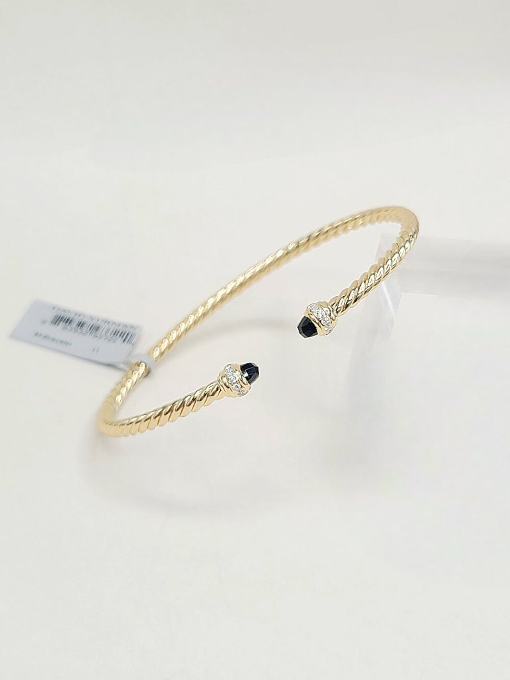 NWT David Yurman Classic Cablespira Bracelet in 18K Gold w/ Black Onyx & Diamond